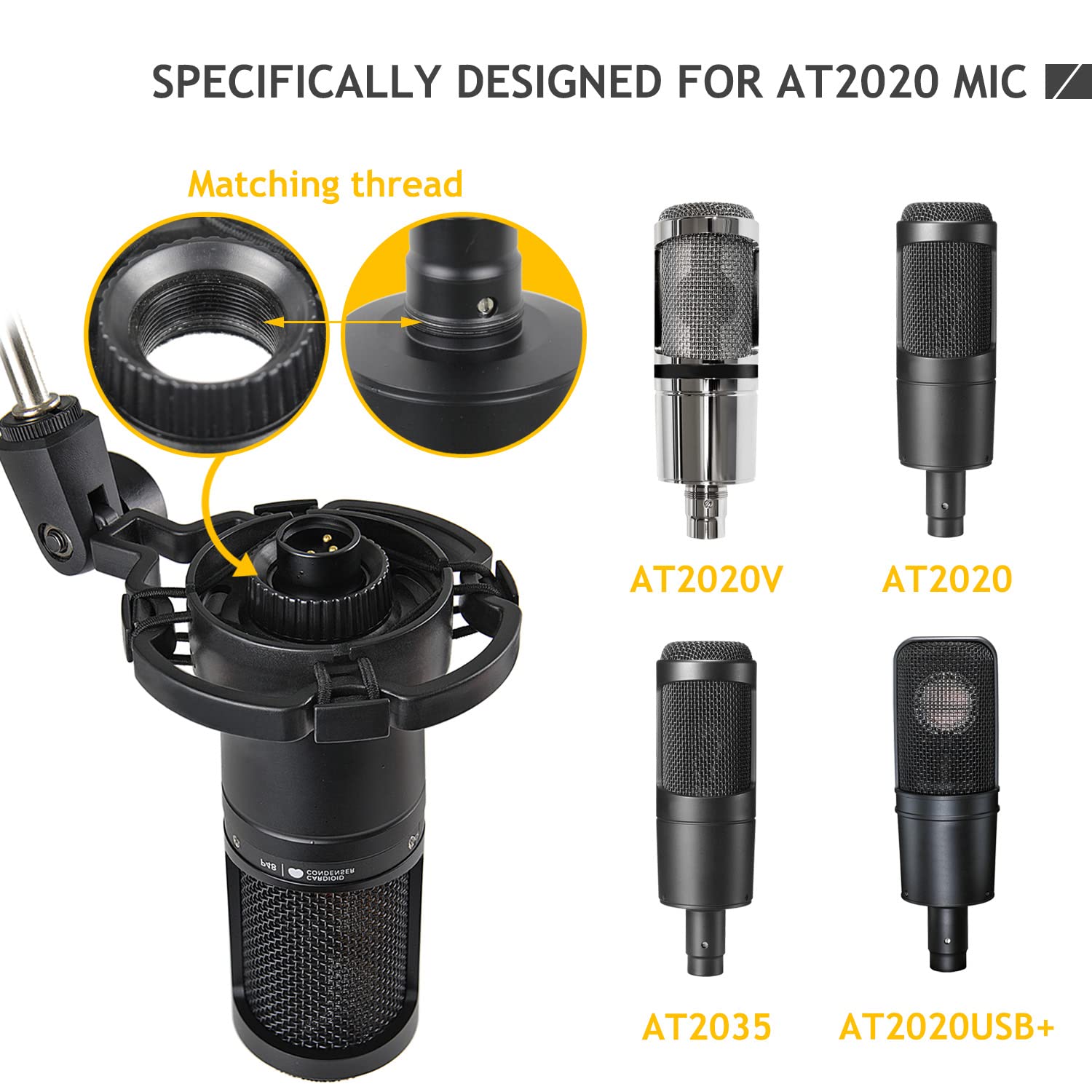 Frgyee Microphone Stand with Shock Mount and Foam Windscreen, Mic Boom Arm with Upgraded Heavy Duty Clamp for Audio Technica AT2